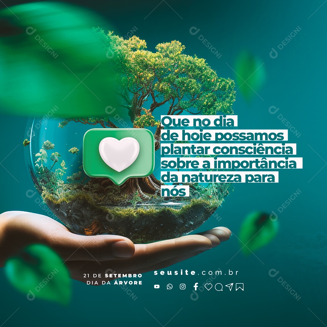 Dia da Árvore Que no Dia de Hoje Possamos Plantar Consciência Social Media PSD Editável