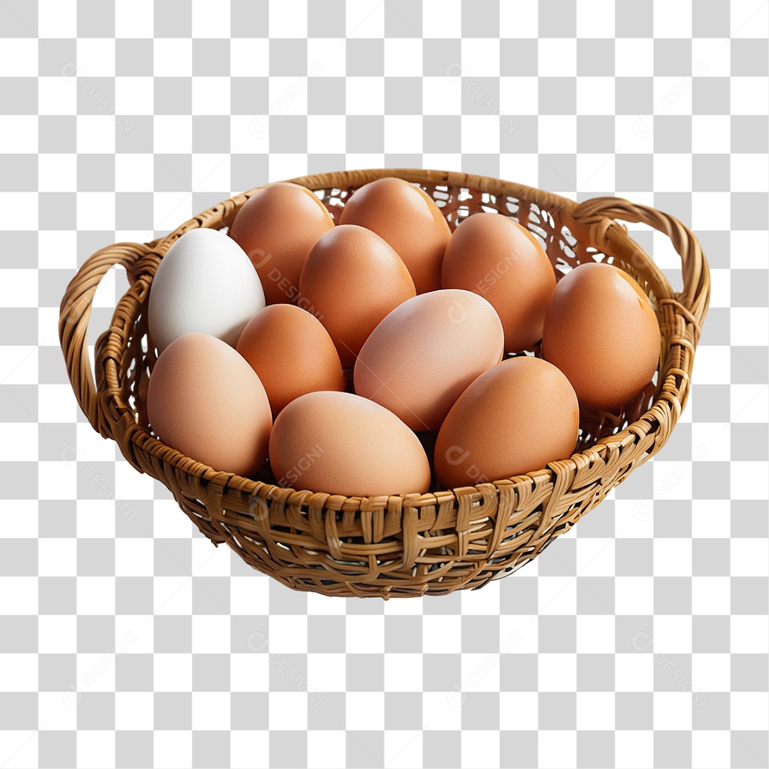 Ovos Caipiras em Uma Cesta PNG Transparente