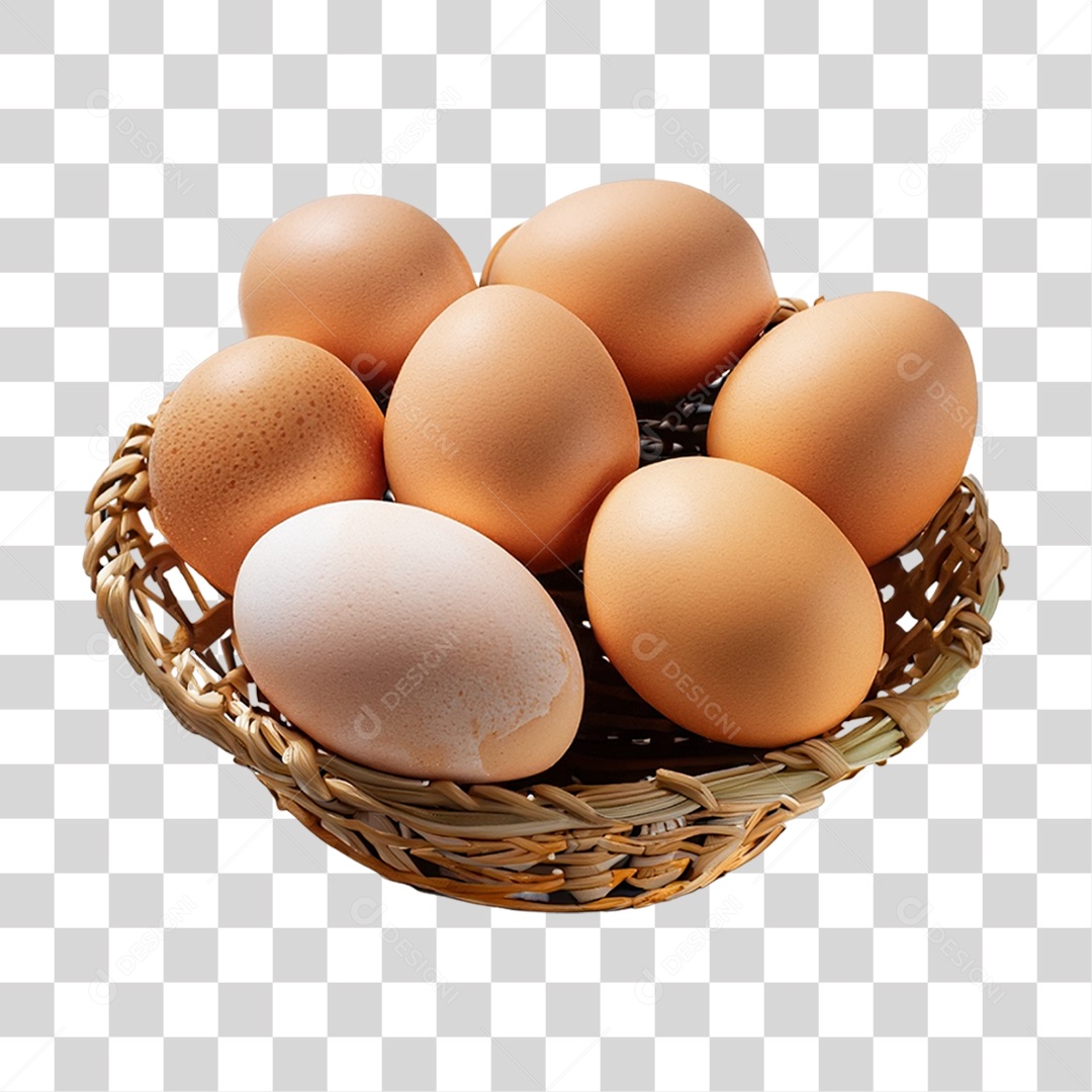 Ovos Caipiras em Uma Cesta PNG Transparente
