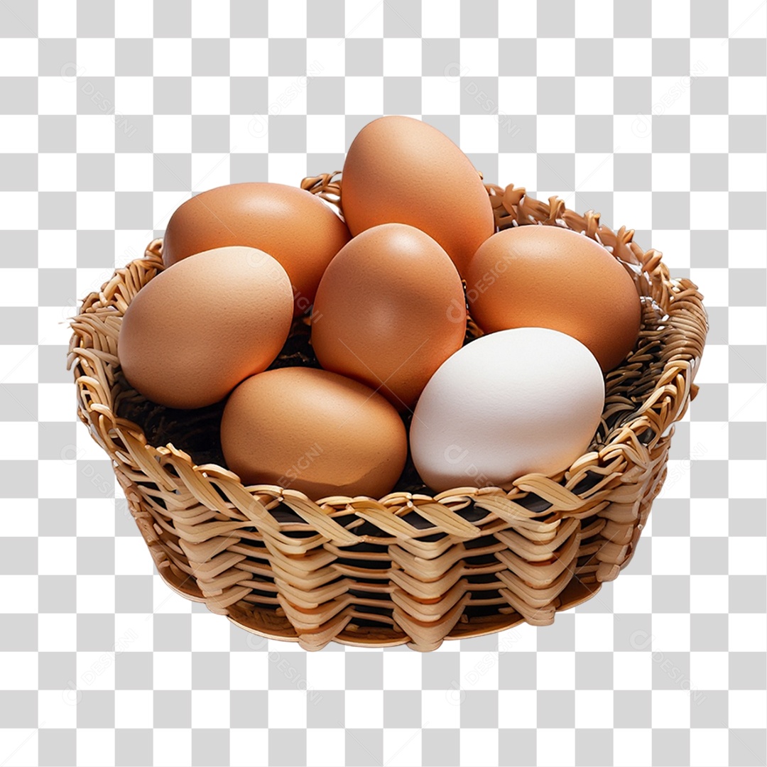 Ovos Caipiras em Uma Cesta PNG Transparente