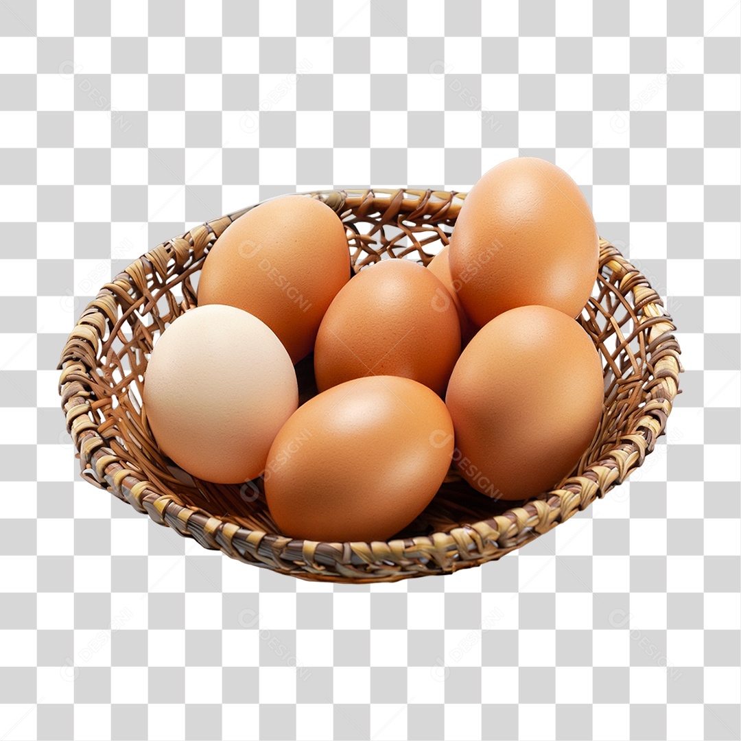 Ovos Caipiras em Uma Cesta PNG Transparente