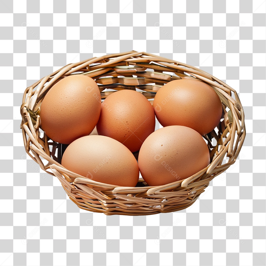 Ovos Caipiras em Uma Cesta PNG Transparente