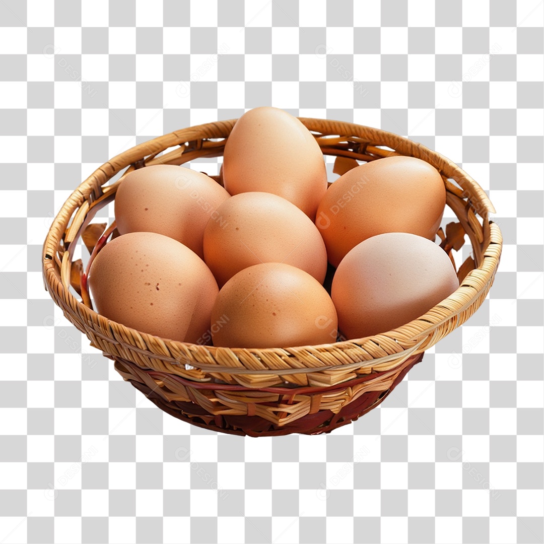 Ovos Caipiras em Uma Cesta PNG Transparente