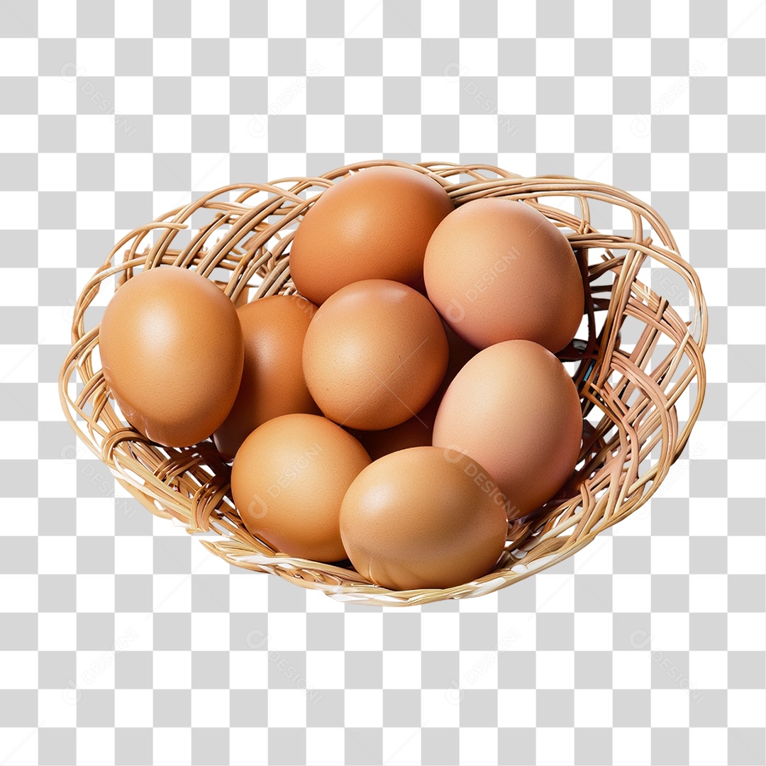 Ovos Caipiras em Uma Cesta PNG Transparente