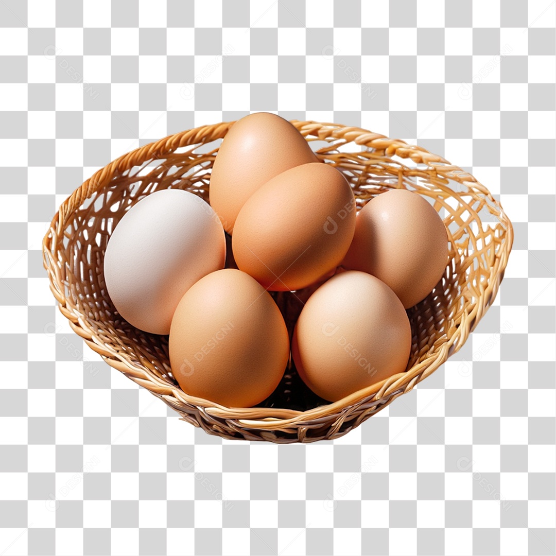 Ovos Caipiras em Uma Cesta PNG Transparente