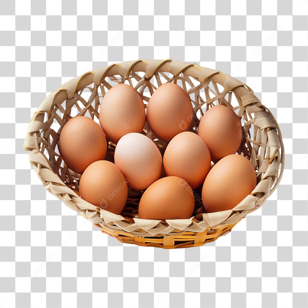 Ovos Caipiras em Uma Cesta PNG Transparente
