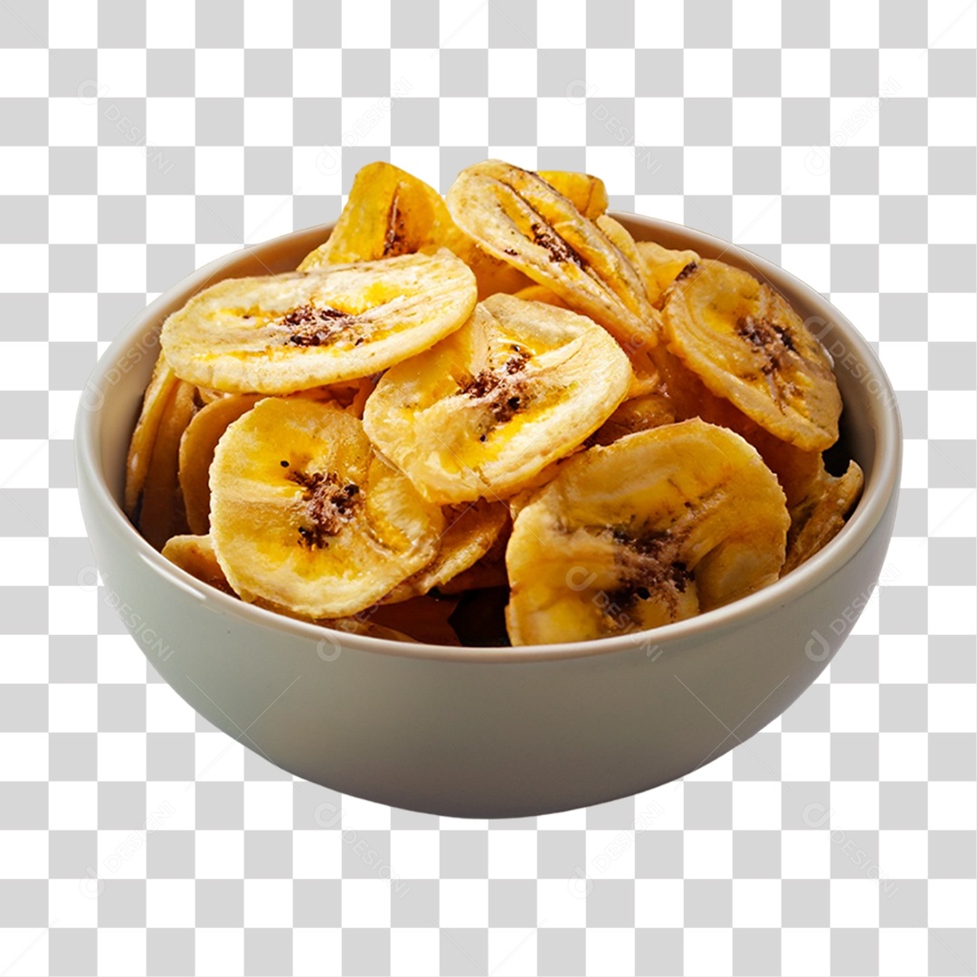 Banana em Vasilha Fritas PNG Transparente