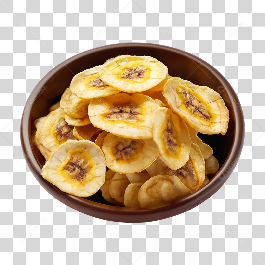 Banana em Vasilha Fritas PNG Transparente