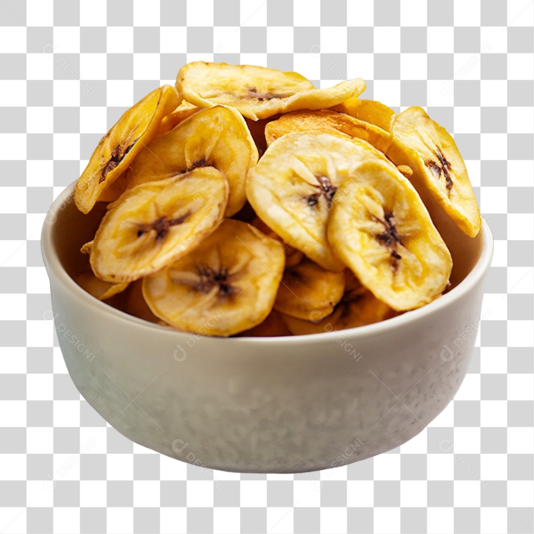 Banana em Vasilha Fritas PNG Transparente