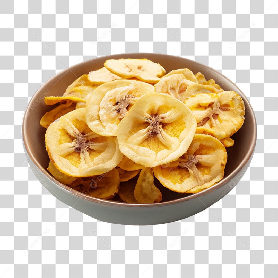 Banana em Vasilha Fritas PNG Transparente