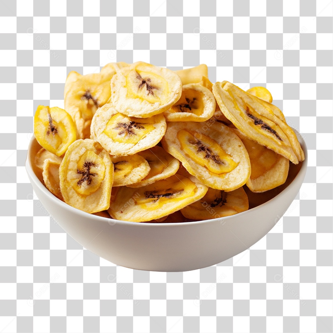 Banana em Vasilha Fritas PNG Transparente