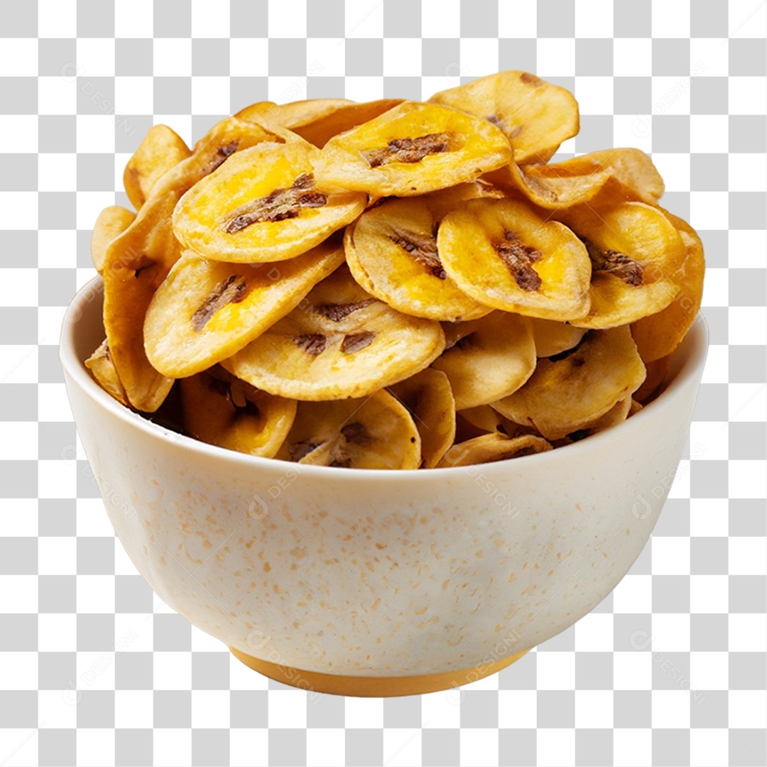 Banana em Vasilha Fritas PNG Transparente