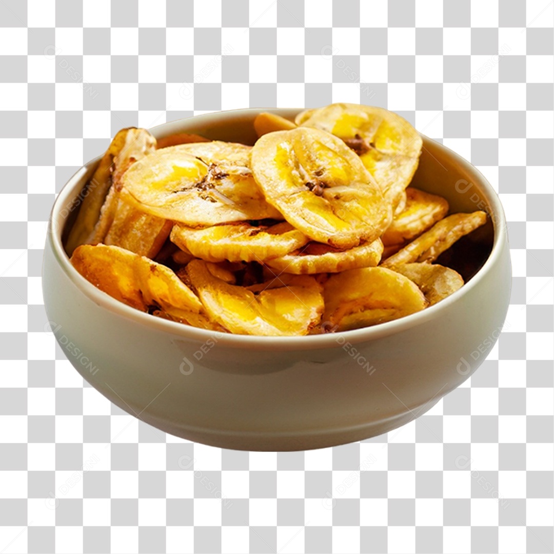 Banana em Vasilha Fritas PNG Transparente