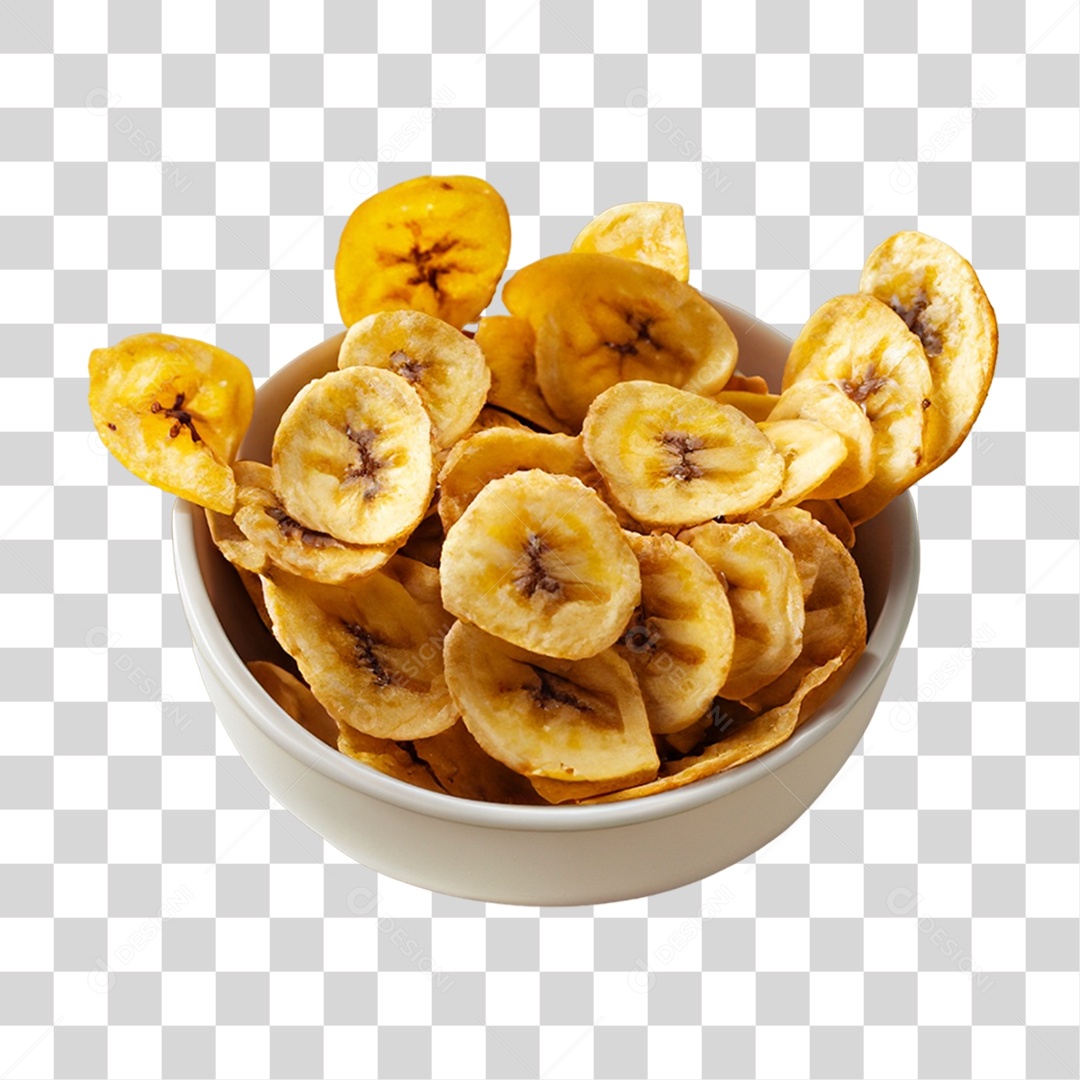 Banana em Vasilha Fritas PNG Transparente