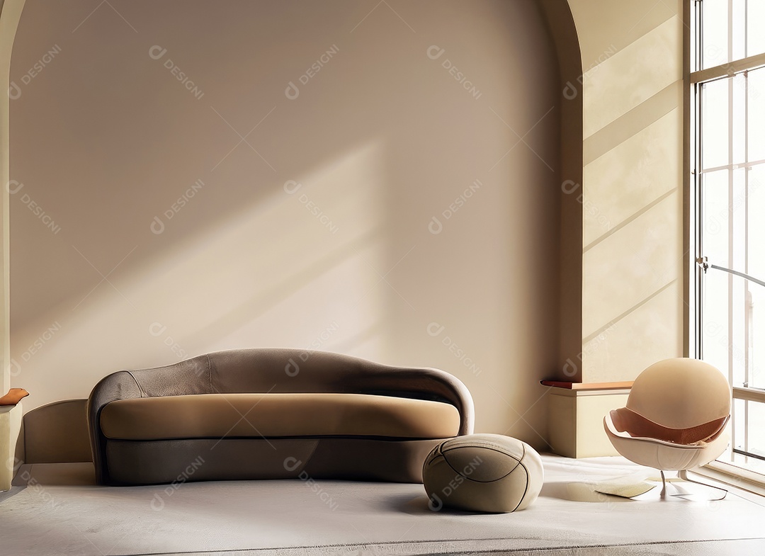 Design de interiores minimalista de uma sala de estar moderna