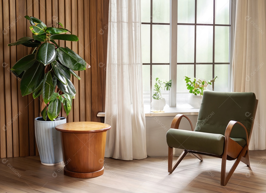 Design de interiores minimalista de uma sala de estar moderna