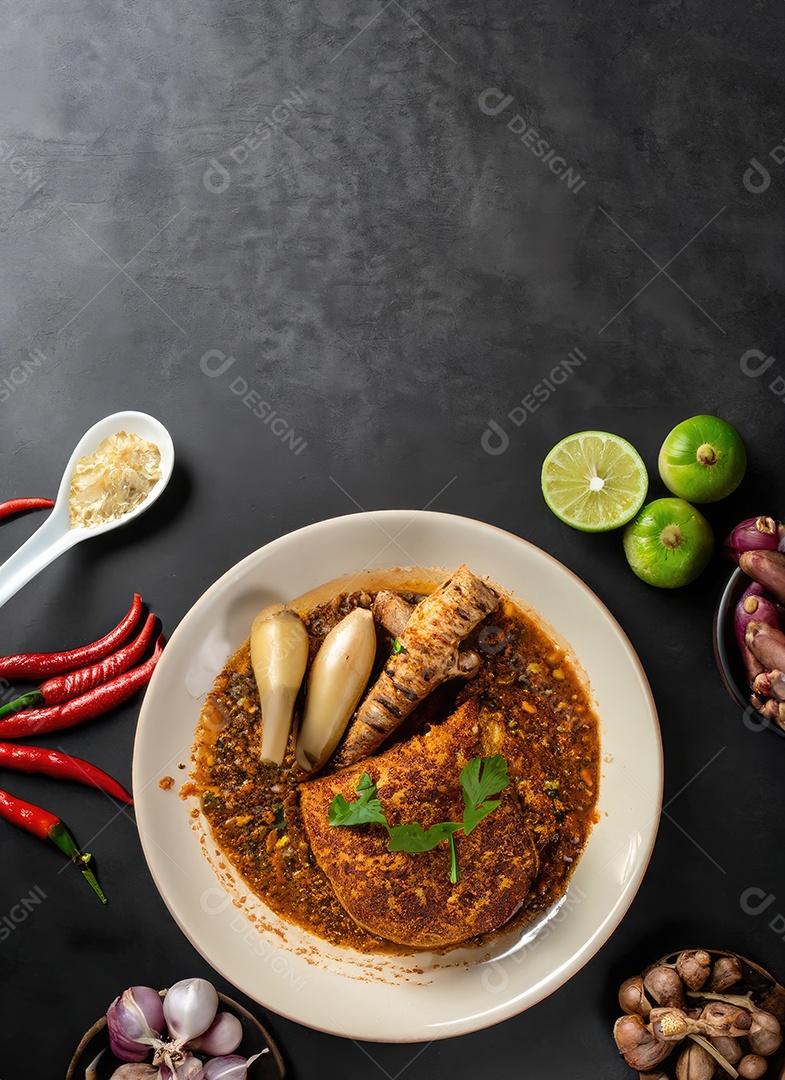 Vista superior de comida indiana com especiarias