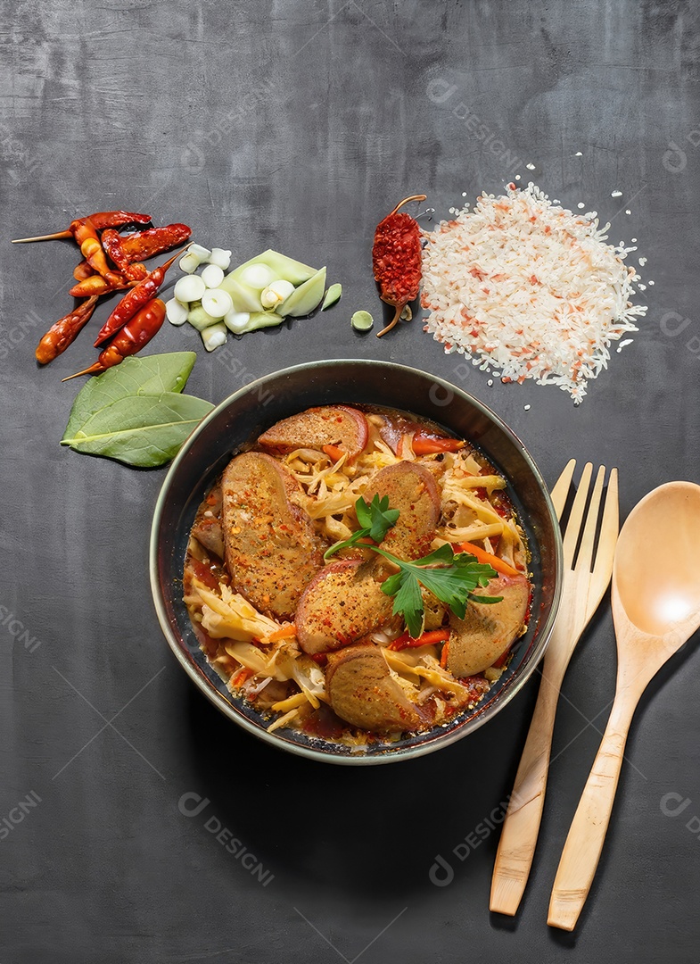 Vista superior de comida indiana com especiarias