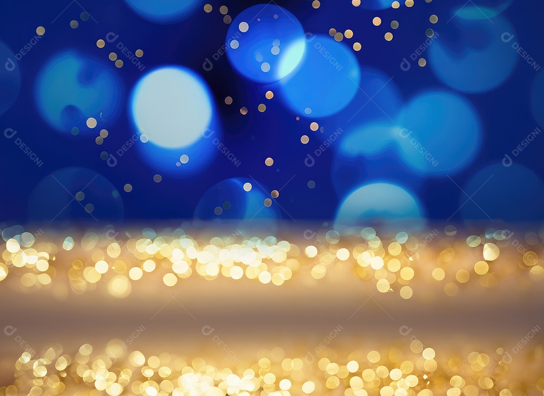 Moldura azul escura de noite mágica com bokeh brilhante e arte leve.