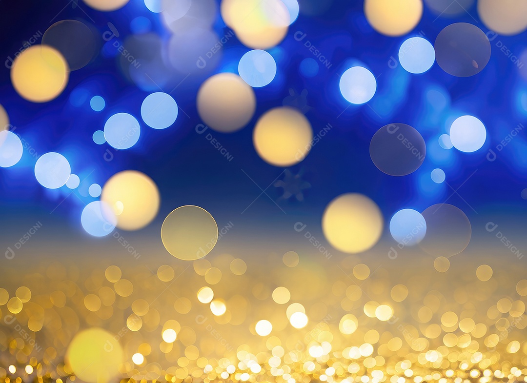 Moldura azul escura de noite mágica com bokeh brilhante e arte leve.