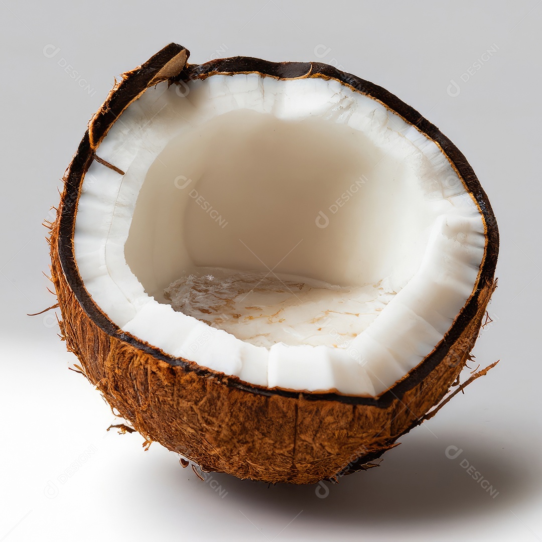 Coco e folha com espaço de cópia para texto em branco