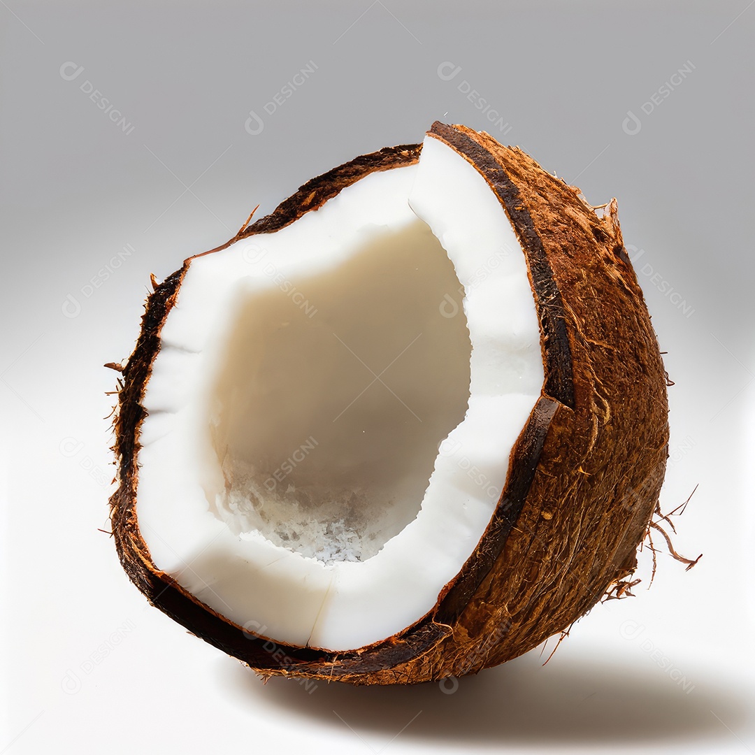 Coco e folha com espaço de cópia para texto em branco