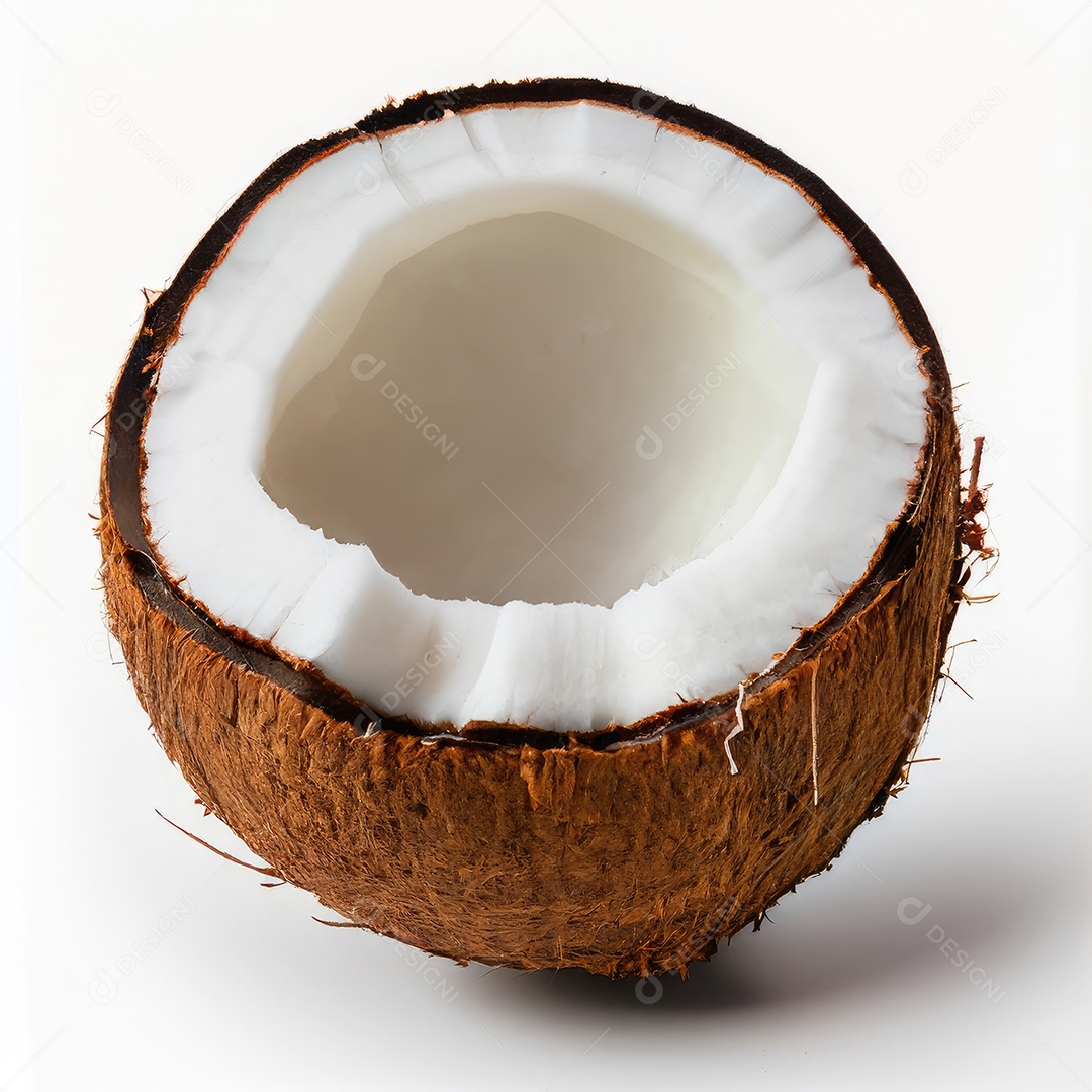 Coco e folha com espaço de cópia para texto em branco