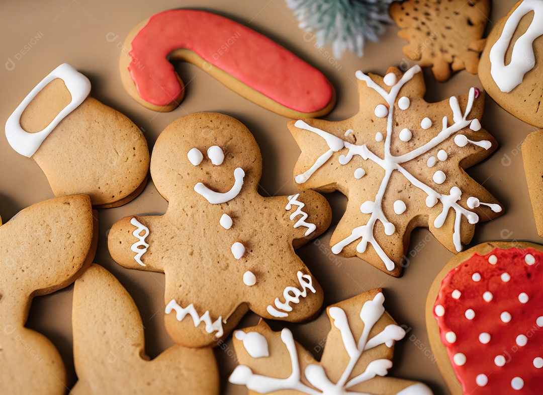 Biscoitos de gengibre caseiros de Natal fofos