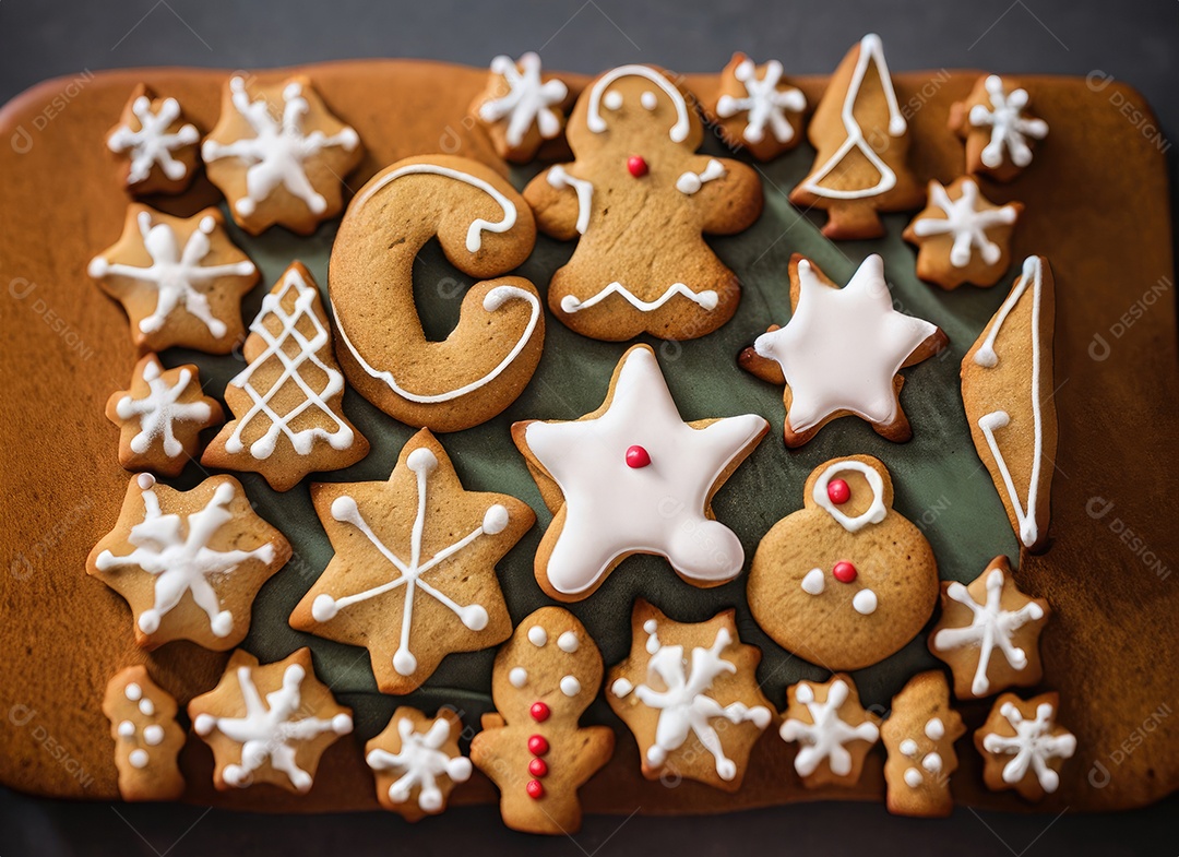 Biscoitos de gengibre caseiros de Natal fofos