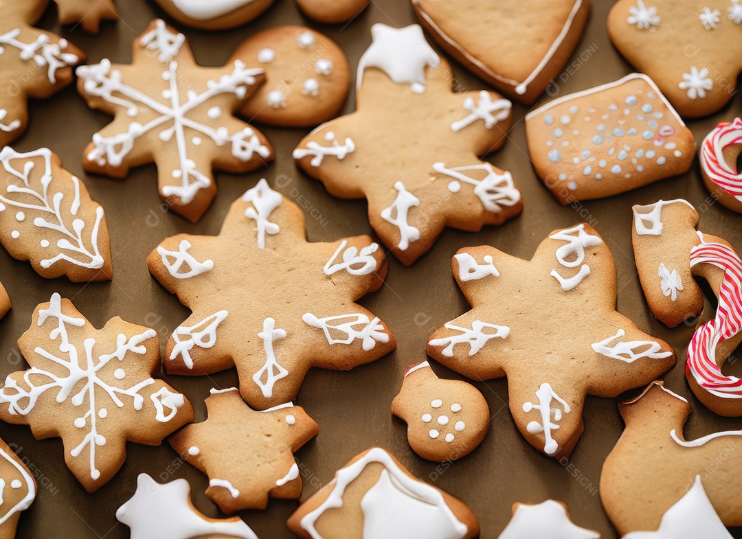 Biscoitos de gengibre caseiros de Natal fofos