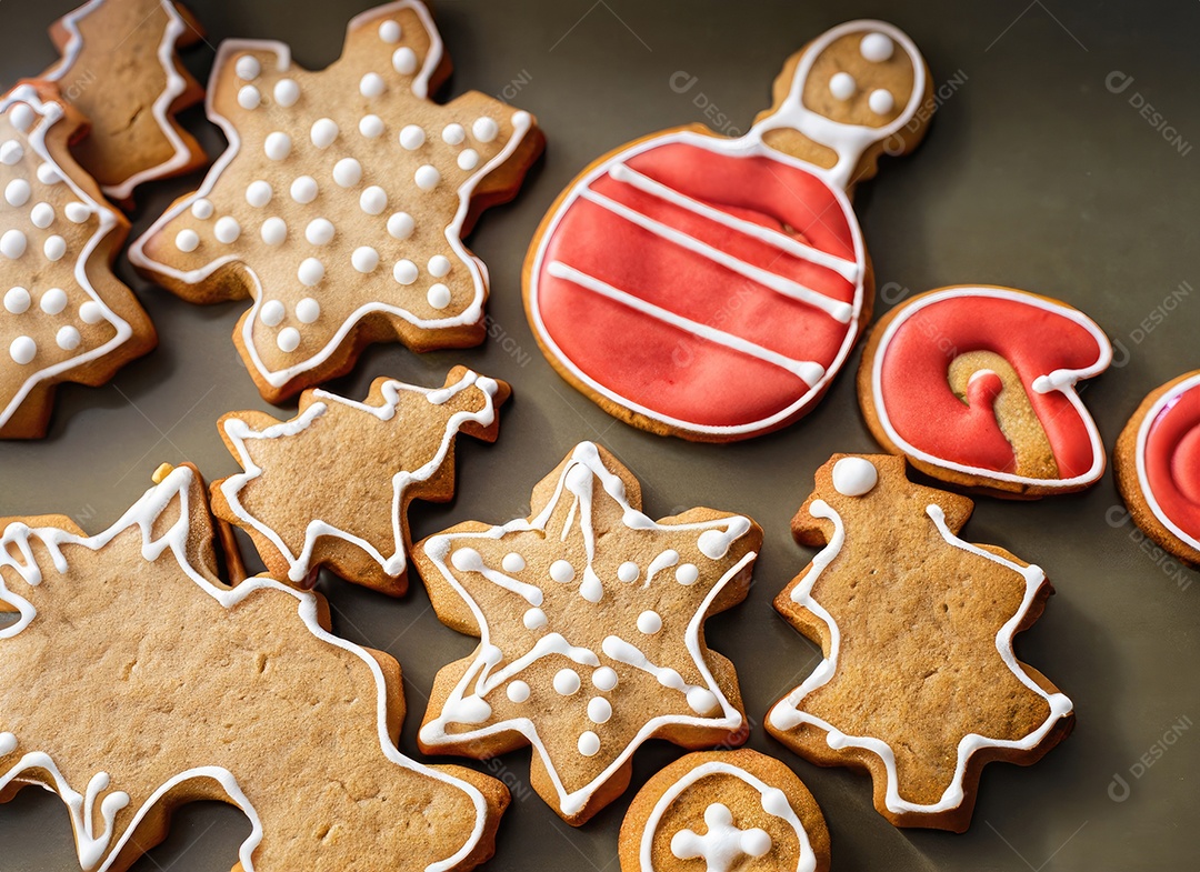 Biscoitos de gengibre caseiros de Natal fofos