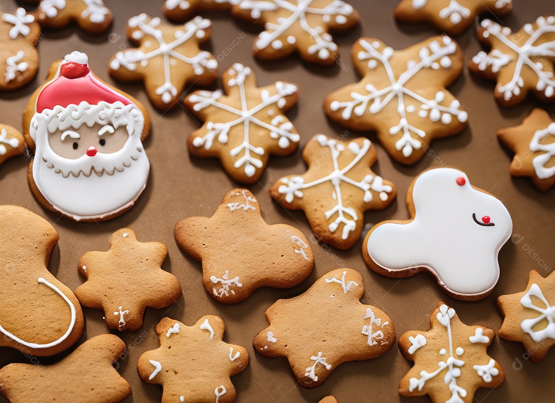 Biscoitos de gengibre caseiros de Natal fofos