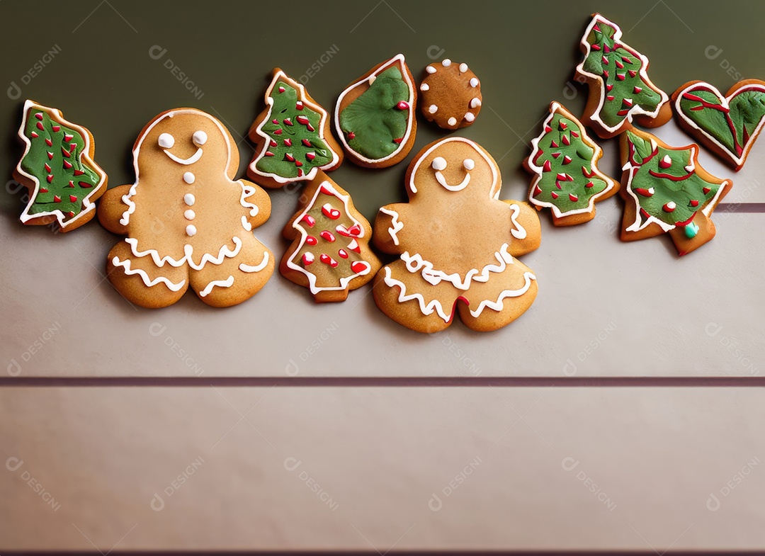 Biscoitos de gengibre caseiros de Natal fofos