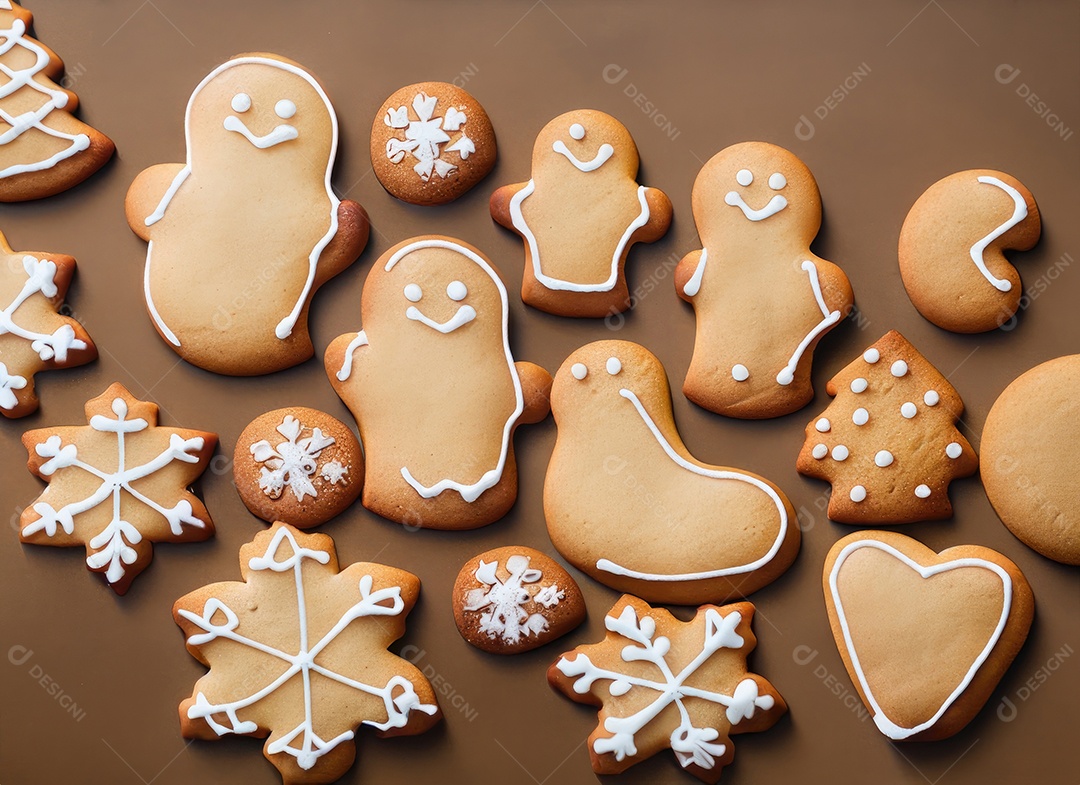 Biscoitos de gengibre caseiros de Natal fofos