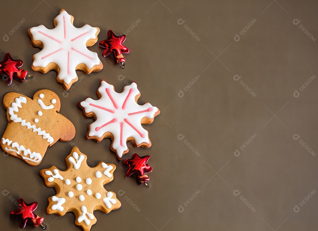 Biscoitos de gengibre caseiros de Natal fofos