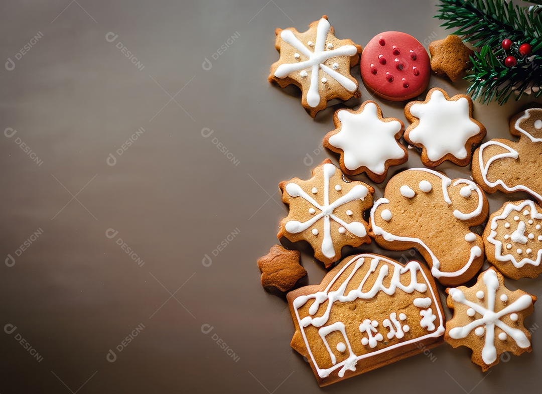 Biscoitos de gengibre caseiros de Natal fofos