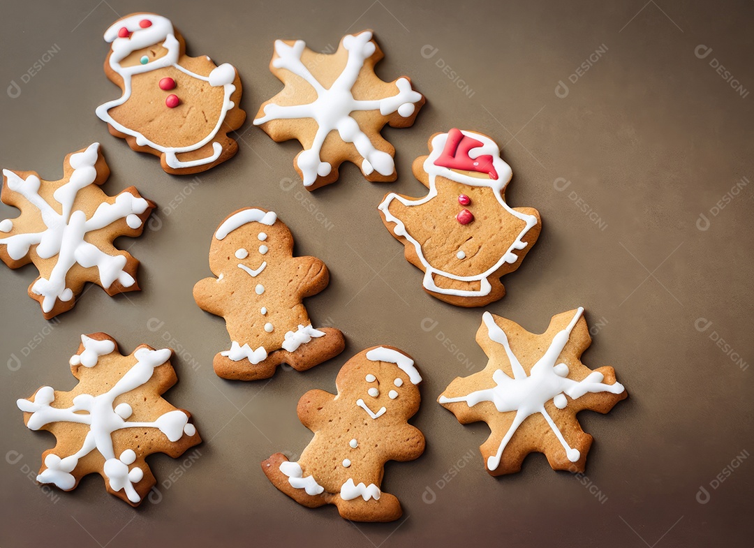 Biscoitos de gengibre caseiros de Natal fofos