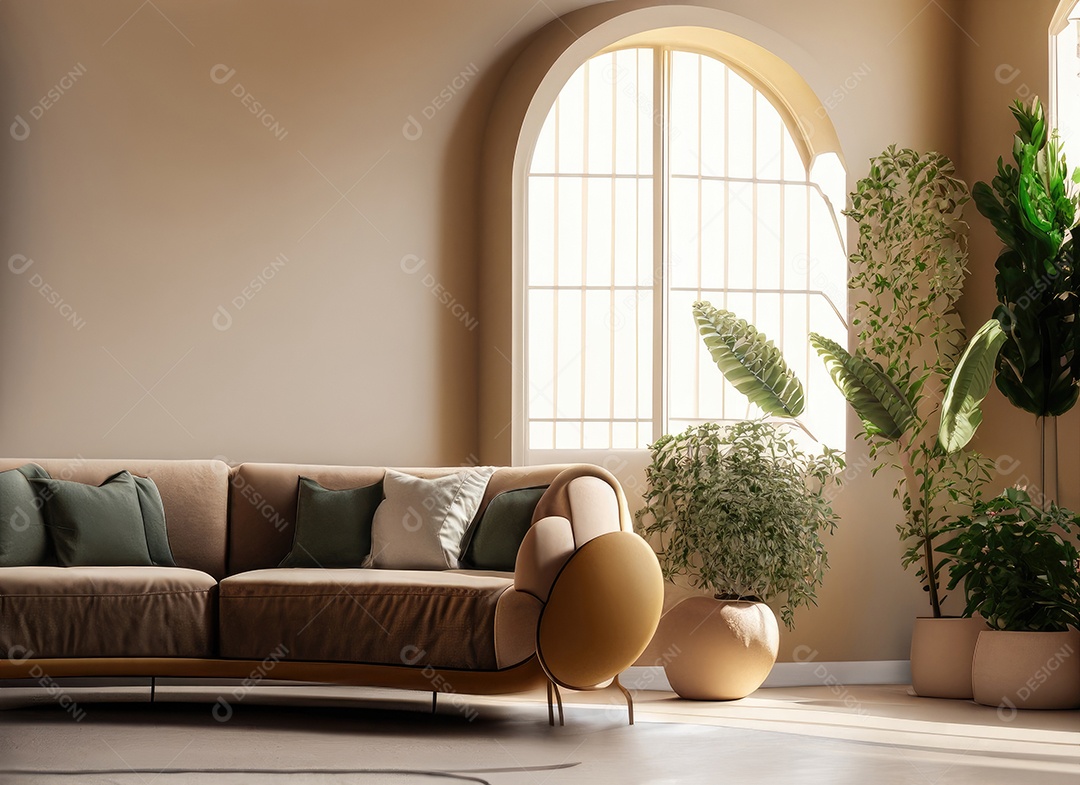 Design de interiores minimalista de uma sala de estar moderna