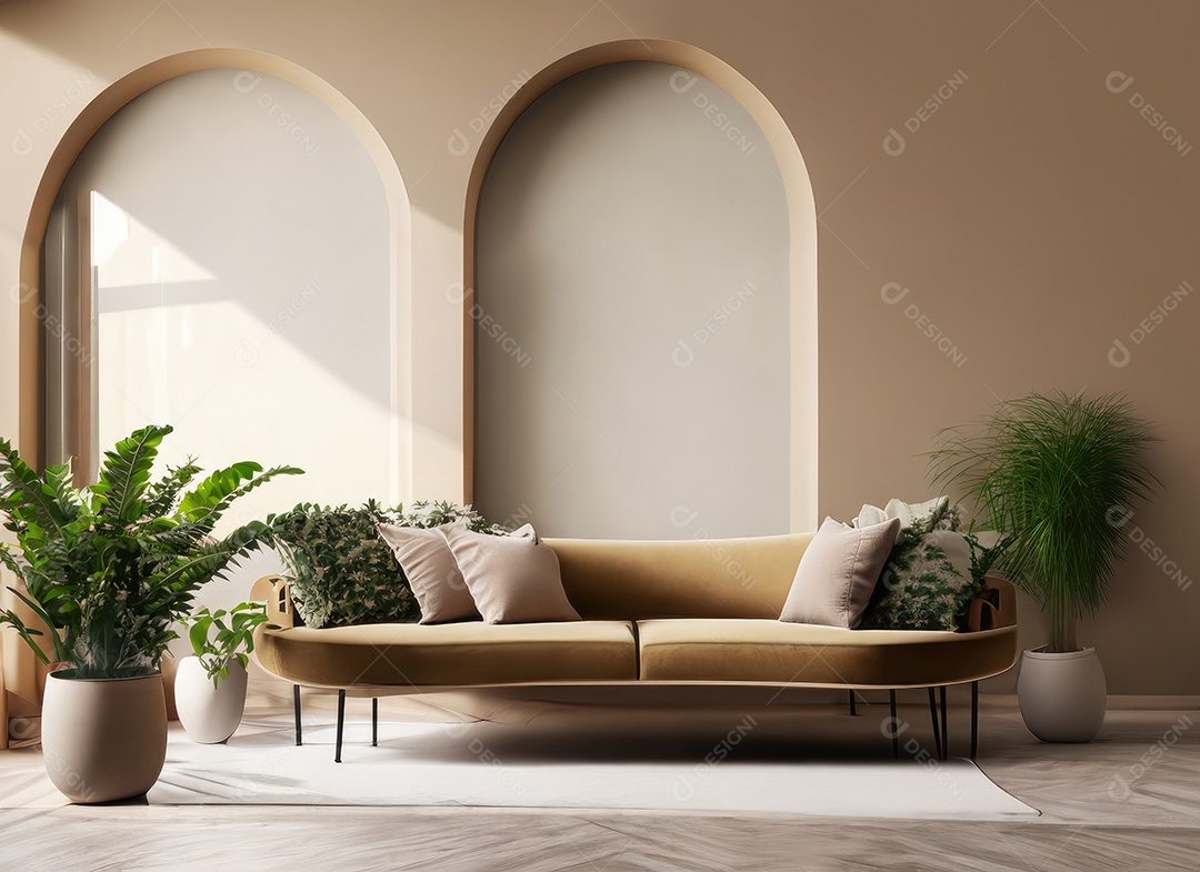 Design de interiores minimalista de uma sala de estar moderna