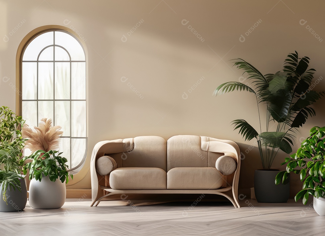 Design de interiores minimalista de uma sala de estar moderna