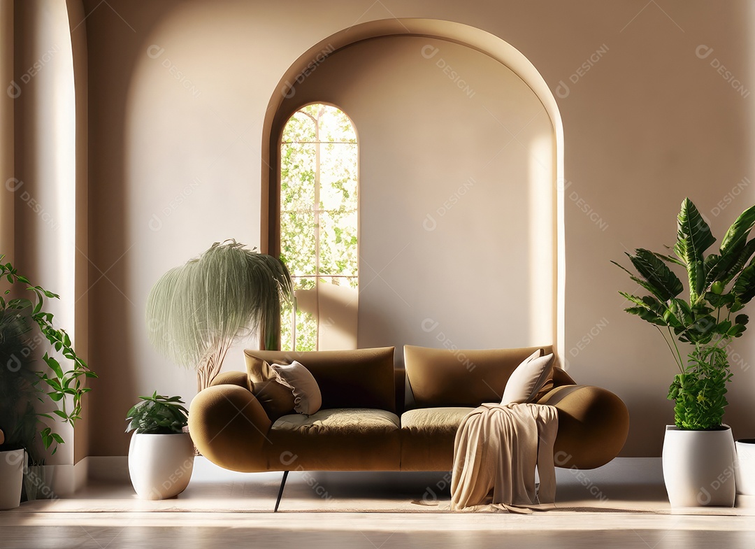 Design de interiores minimalista de uma sala de estar moderna