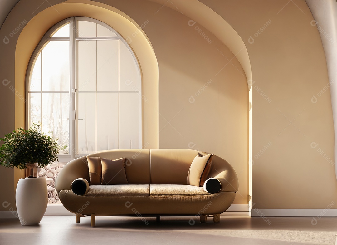 Design de interiores minimalista de uma sala de estar moderna