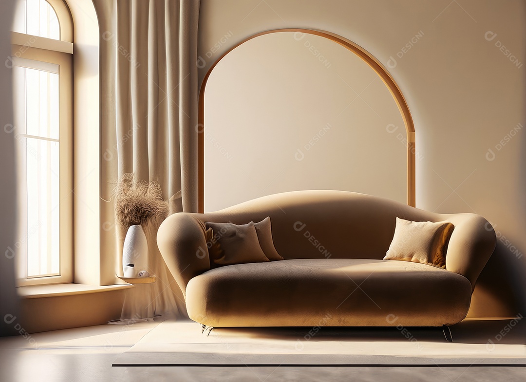 Design de interiores minimalista de uma sala de estar moderna