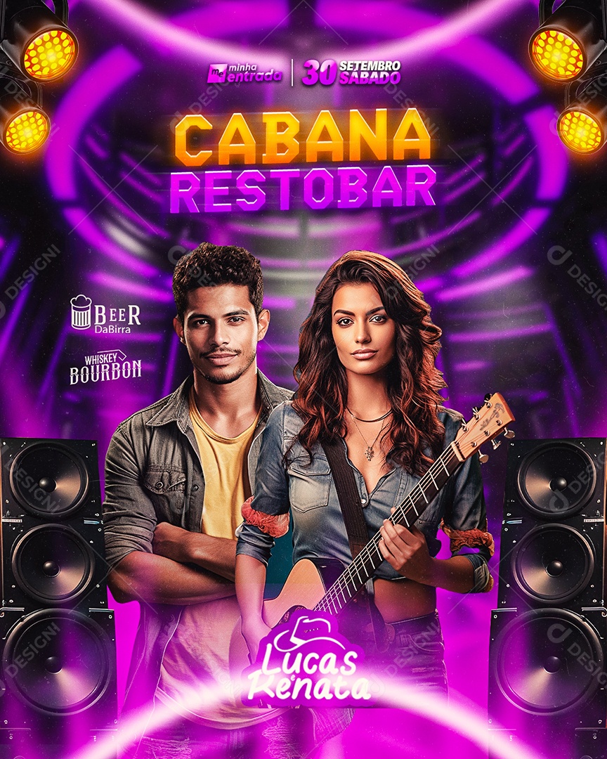 Flyer Cabana Restobar Lucas e Renata Social Media PSD Editável