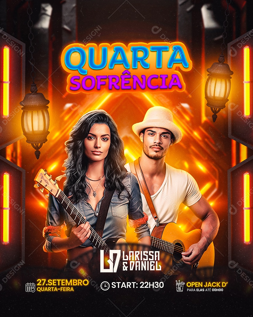 Flyer Quarta Sofrência Larrisa & Daniel Social Media PSD Editável