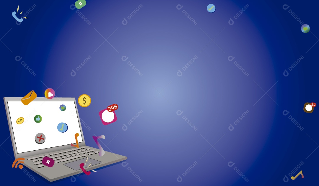 Background com Computador Ilustração Vetor EPS Editável