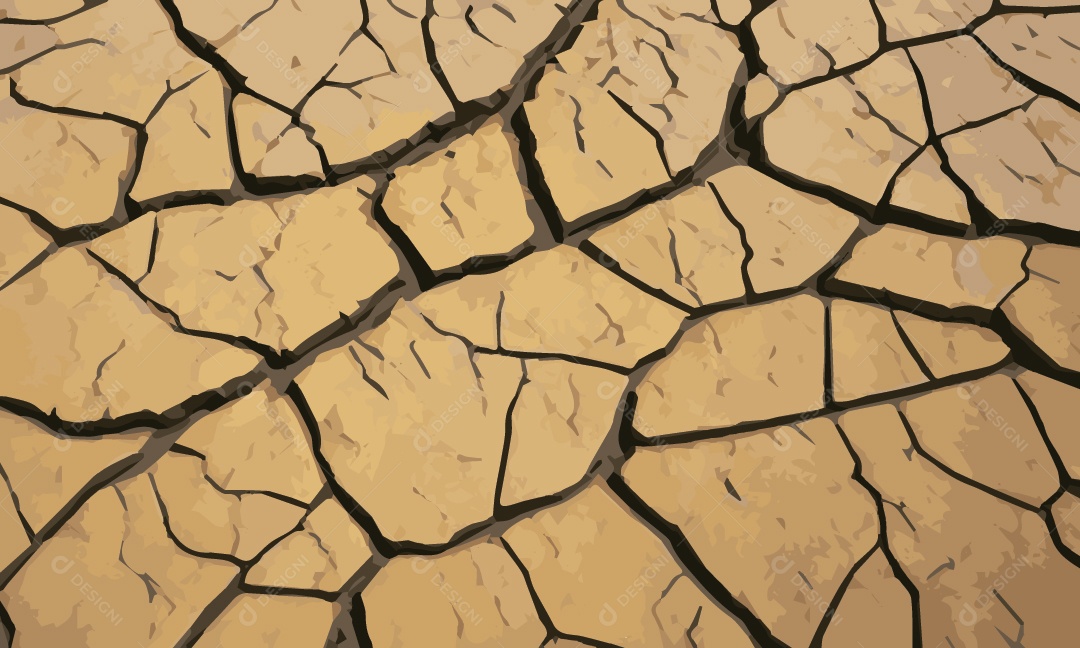 Textura de Solo Rachado e Seco Ilustração Vetor EPS