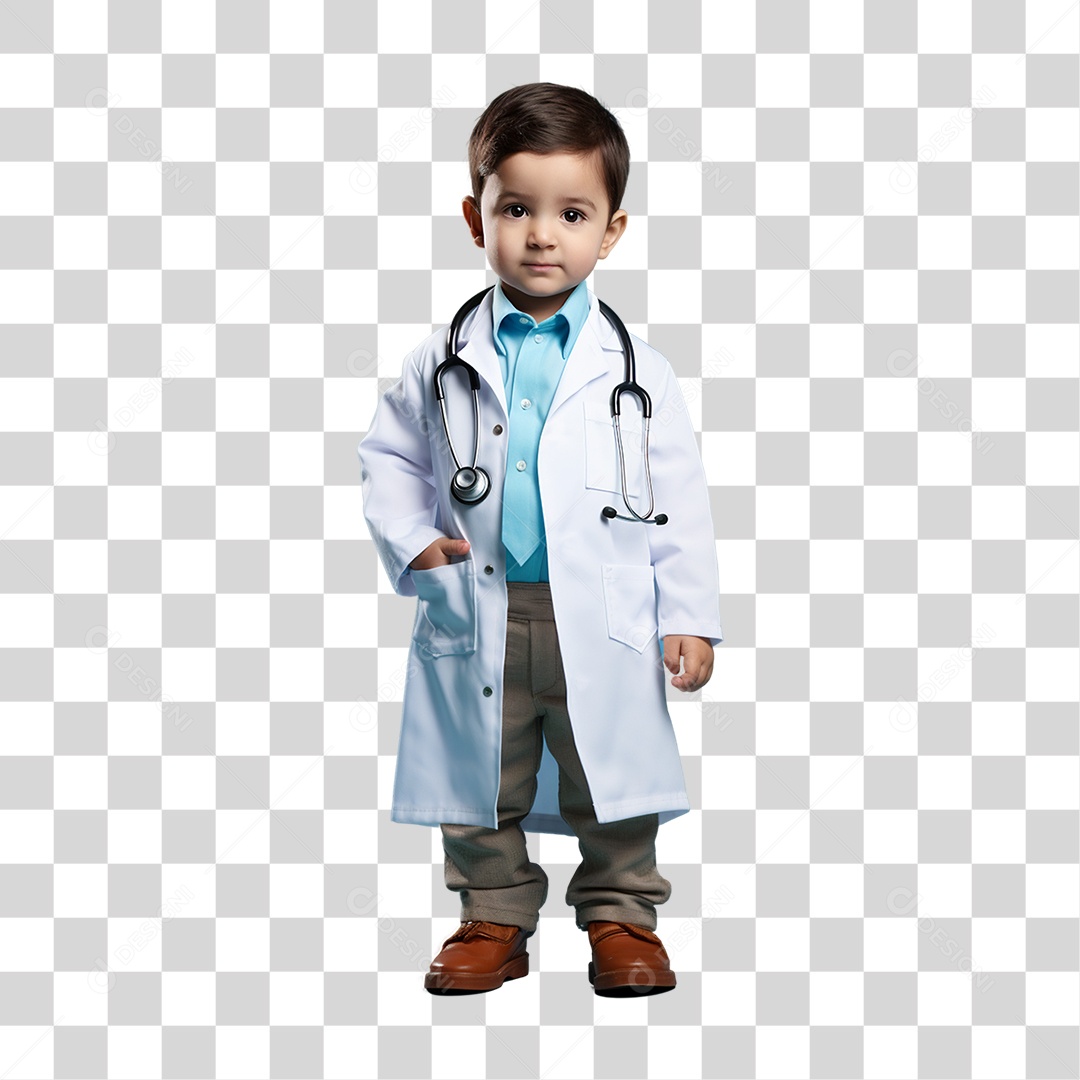 Criança com Fantasia de Médico PNG Transparente