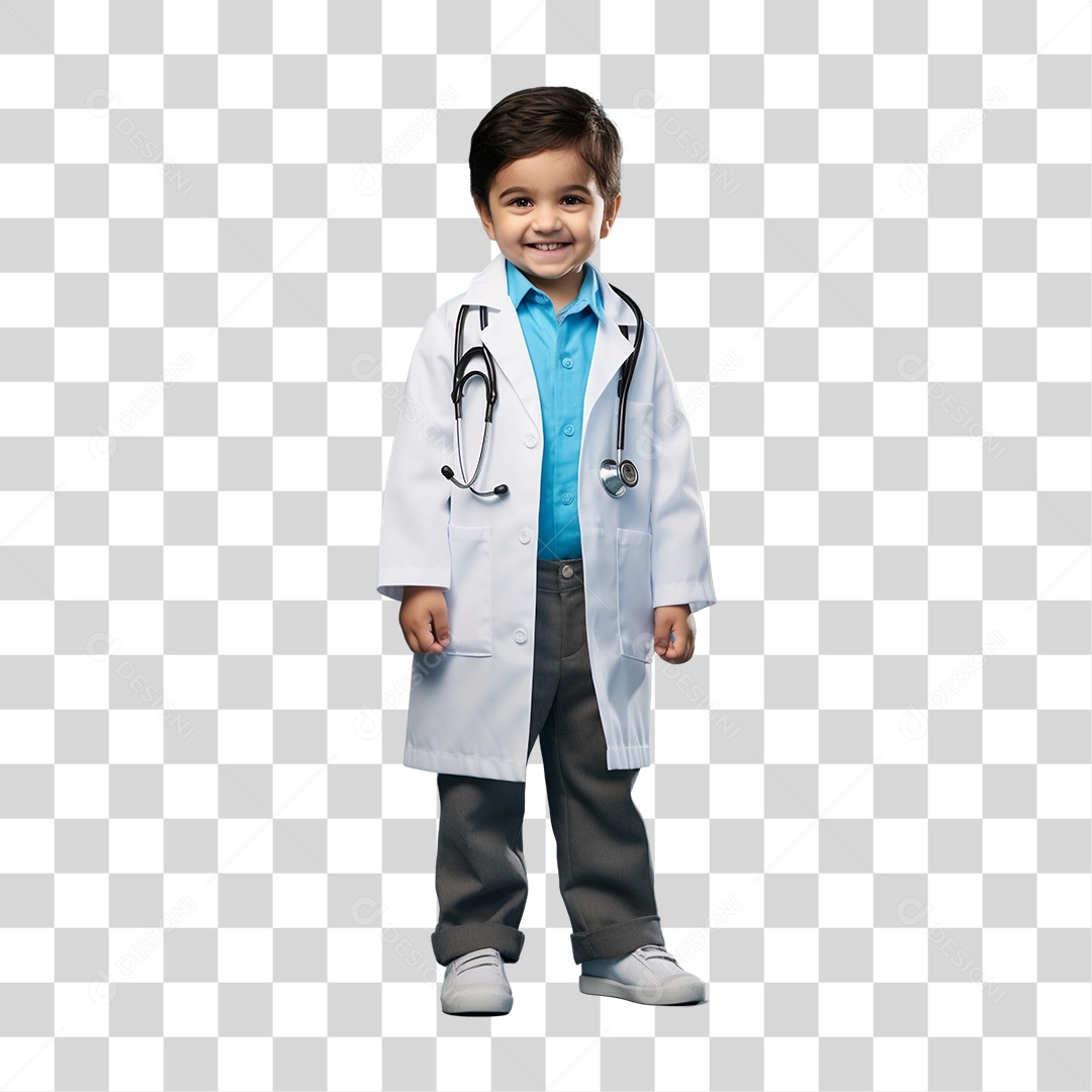 Criança com Fantasia de Médico PNG Transparente