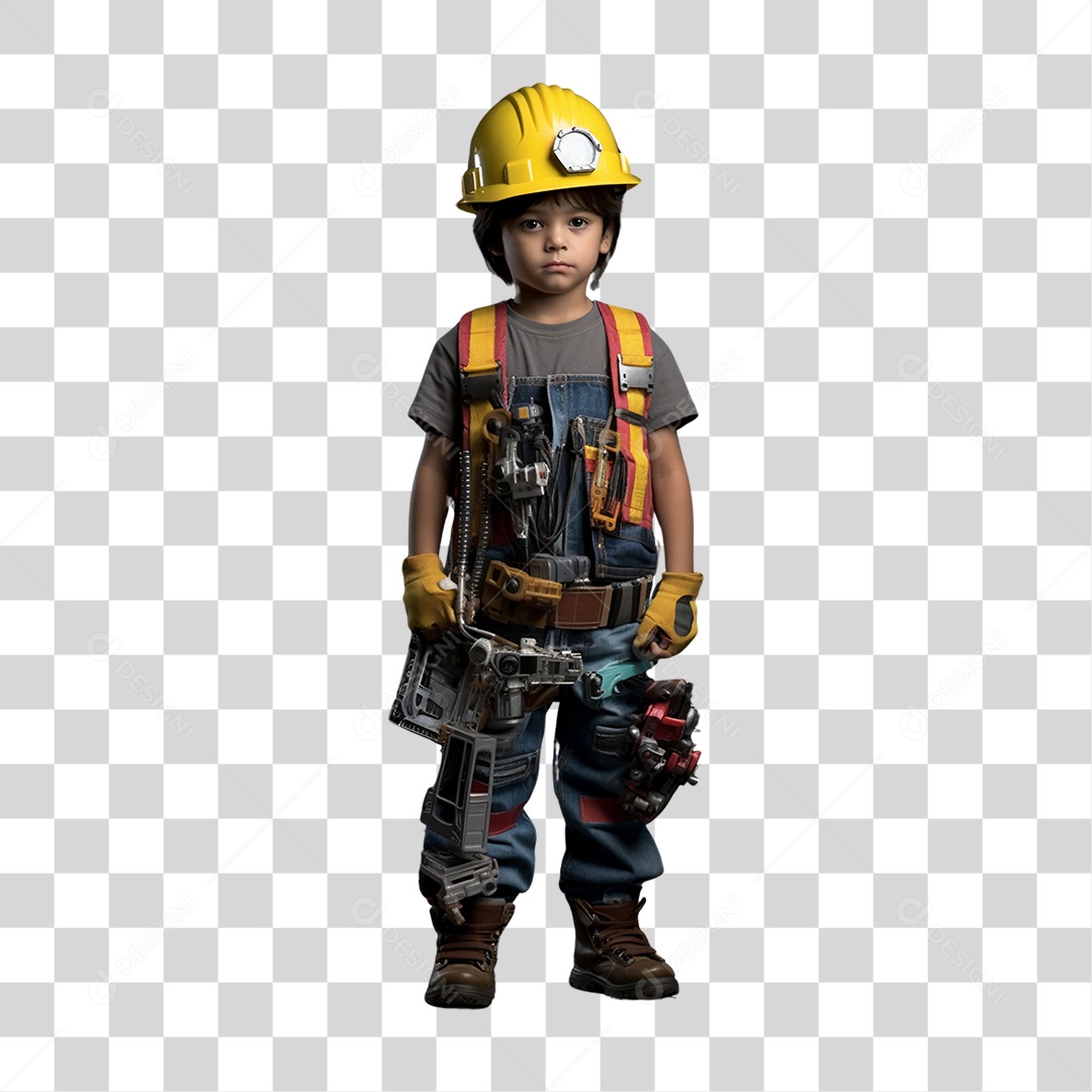 Criança com Fantasia de Reparador PNG Transparente